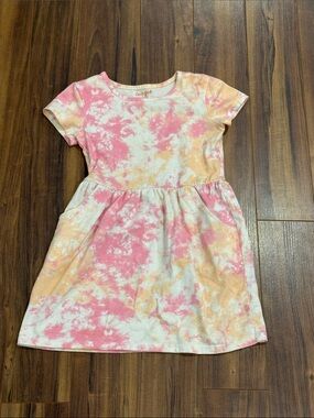 Cat & Jack Pink and Peach Tie-Dye Short Sleeve Dress